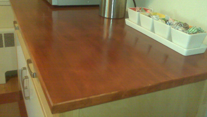 butcher block top after applying stain