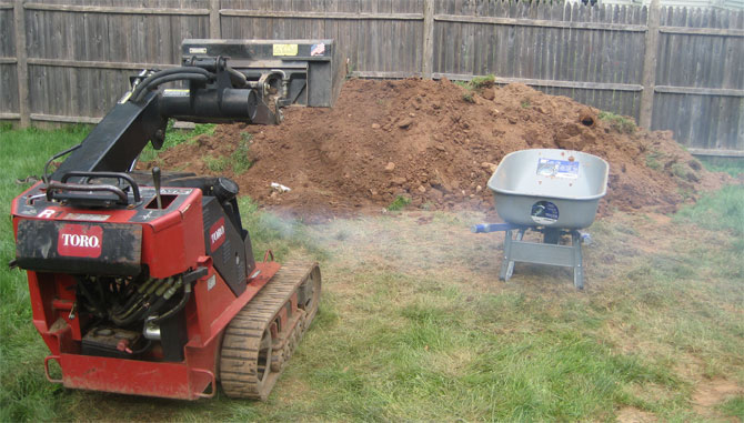 patio digging with a dingo