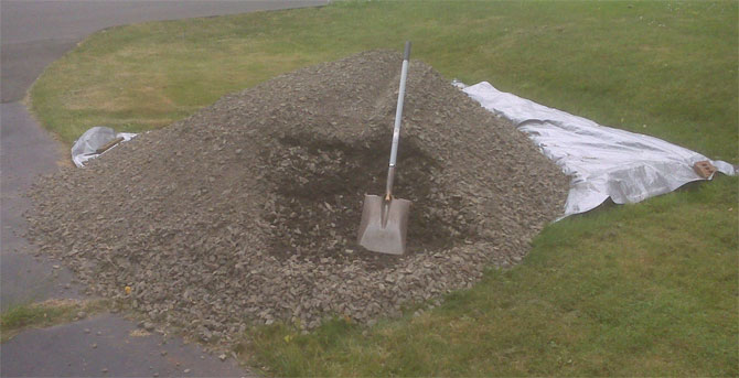 five tons of gravel for the patio