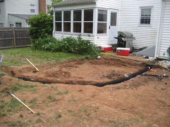 burying the gutter below the patio