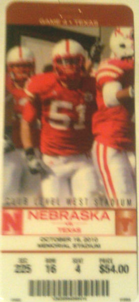 nebraska vs texas ticket - 2010