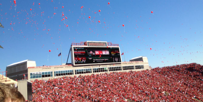 balloons flying after a husker touchdown