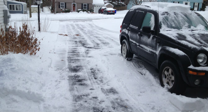 plowing through the driveway